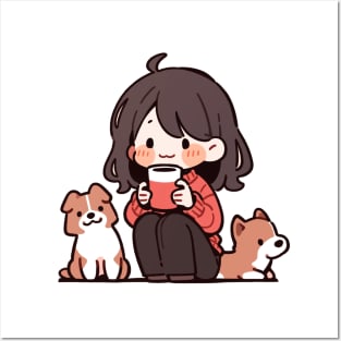 Cute dog mom with her dogs Posters and Art